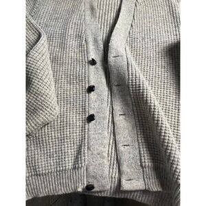 VTG waffle wool vneck cardigan long slv LG grunge grandpacore retro y2K gray